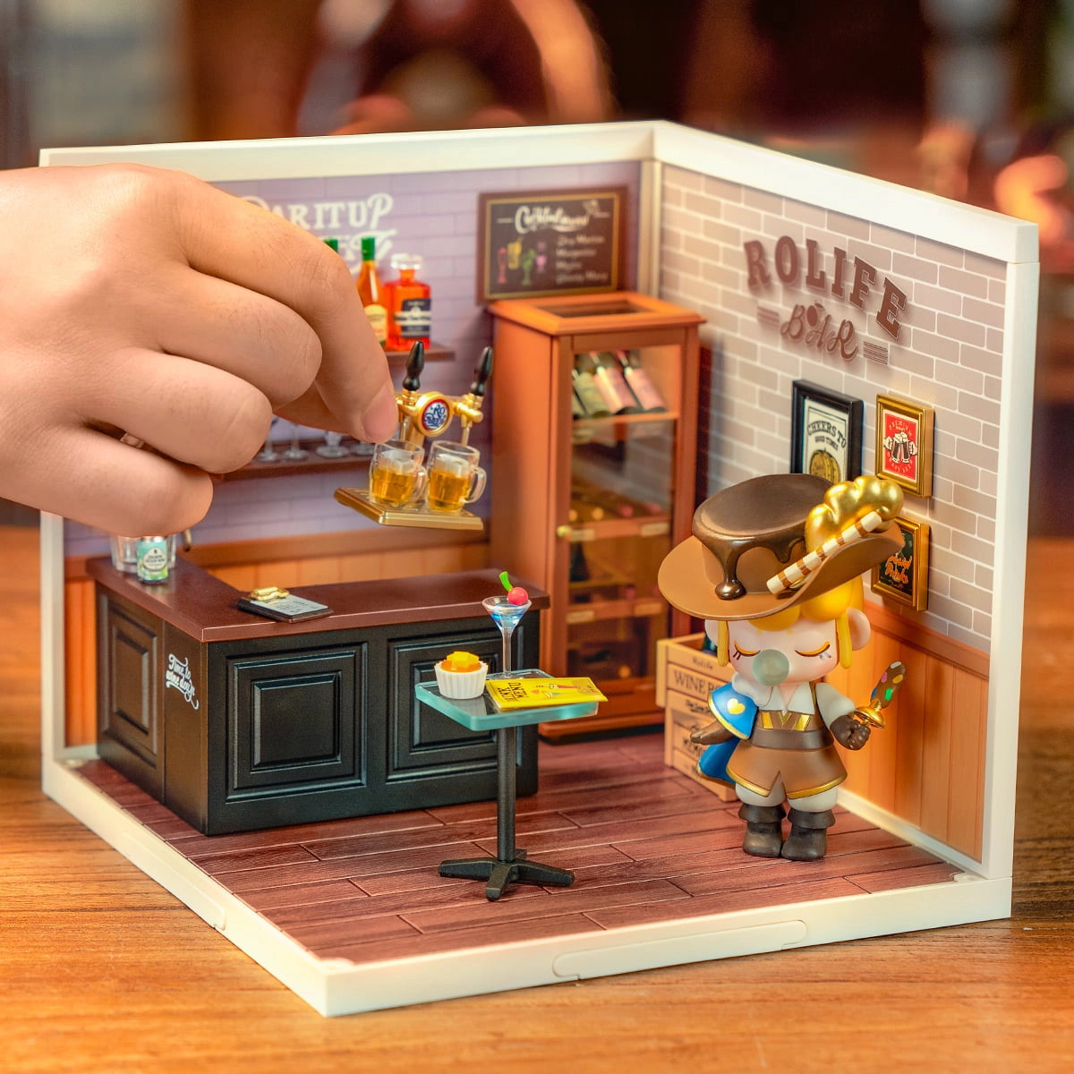 Rolife Super Creator Leisurely Cheers Bar DIY Miniature House Kit