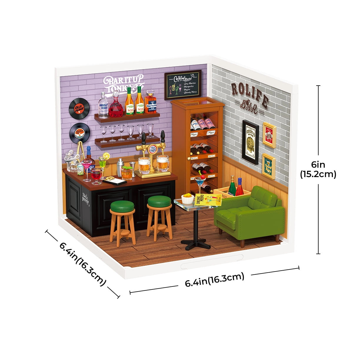 Rolife Super Creator Leisurely Cheers Bar DIY Miniature House Kit
