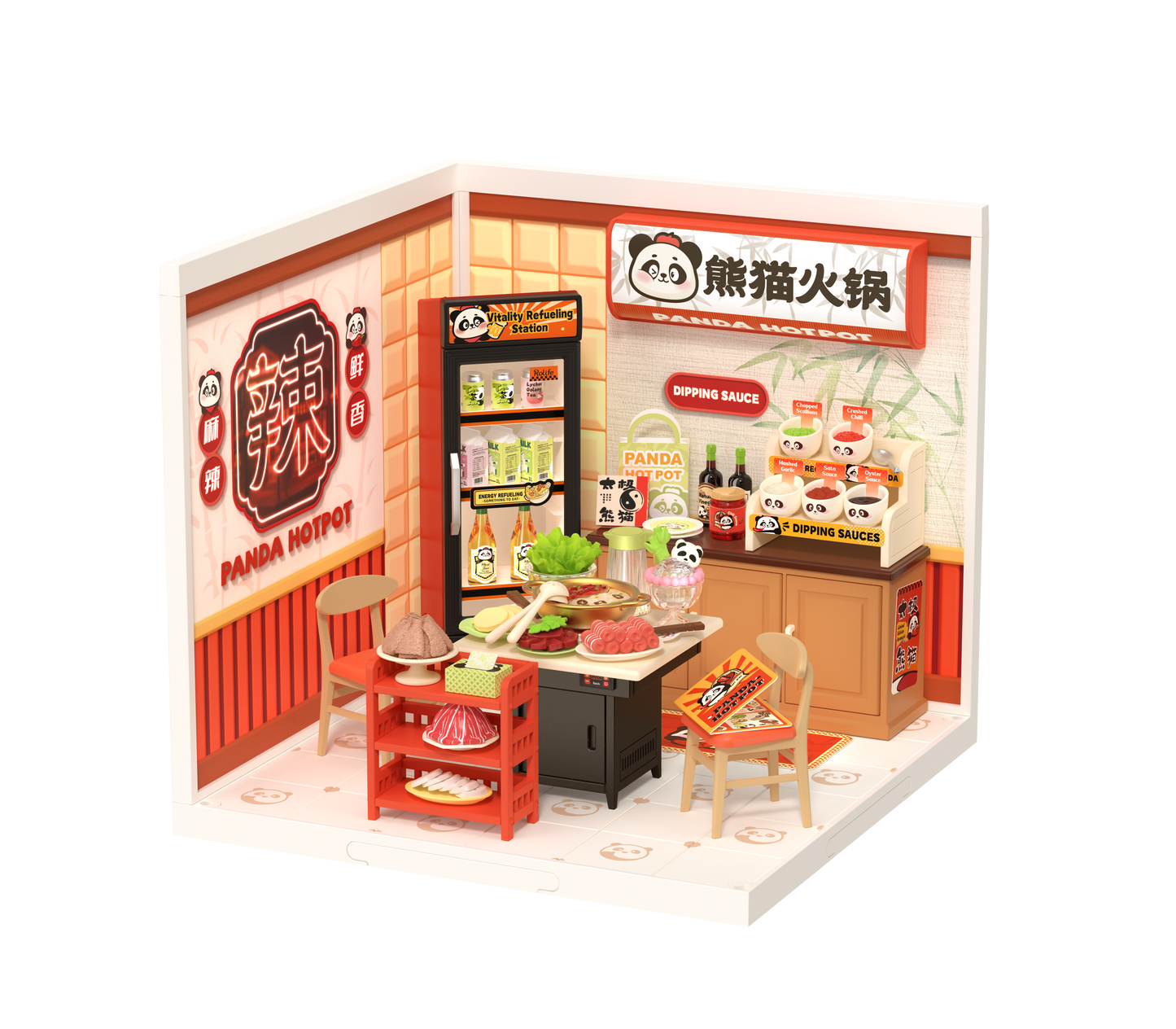 Rolife Super Creator Panda Hot Pot DIY Miniature House Kit