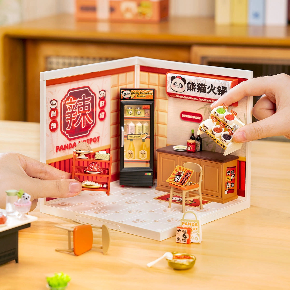 Rolife Super Creator Panda Hot Pot DIY Miniature House Kit