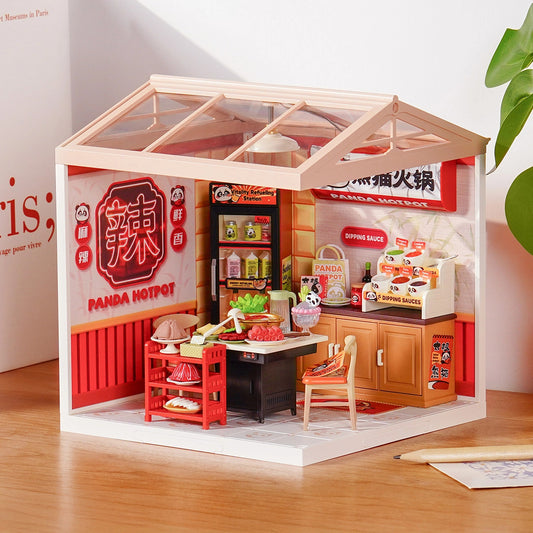 Rolife Super Creator Panda Hot Pot DIY Miniature House Kit