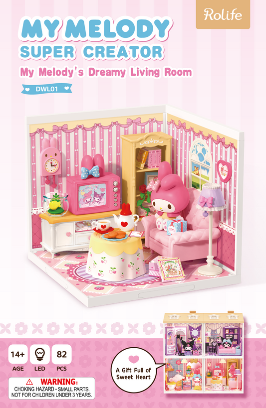 Rolife Super Creator My Melody Dreamy Living Room DIY Miniature House Kit