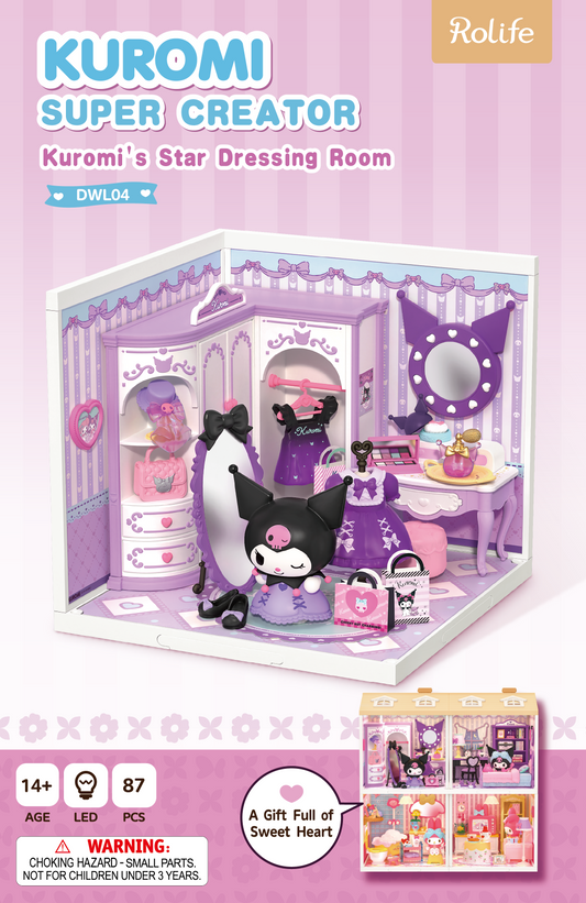 Rolife Super Creator Kuromi Fantastic Star Dressing Room DIY Miniature House Kit