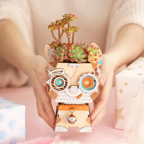 Rolife Puppy Flower Pot Kit | DIY Miniature Plant Craft | Cute Desk Decor
