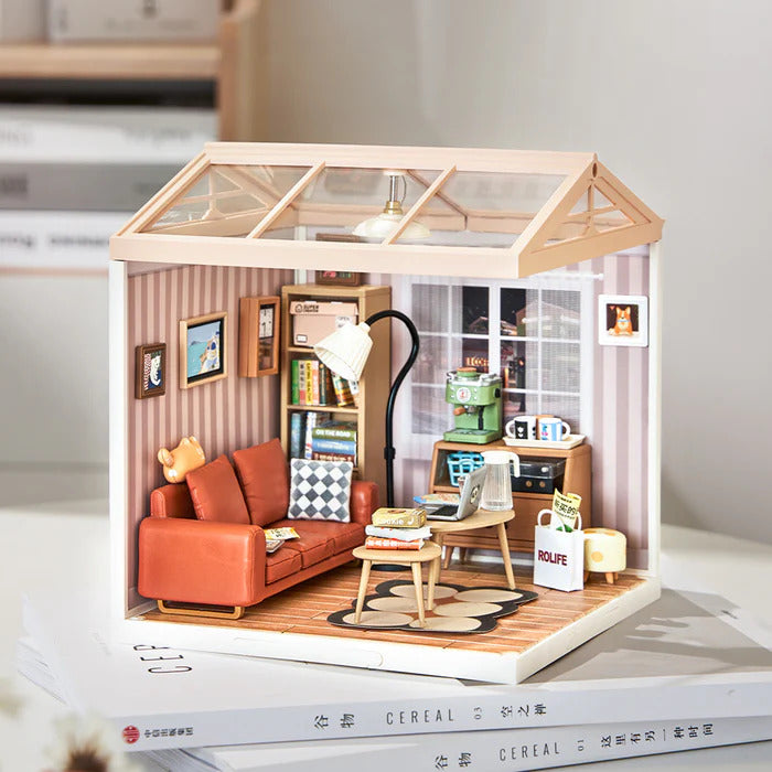 Rolife Super Creator Cozy Living Lounge DIY Miniature House Kit