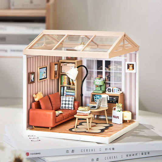 Rolife Super Creator Cozy Living Lounge DIY Miniature House Kit