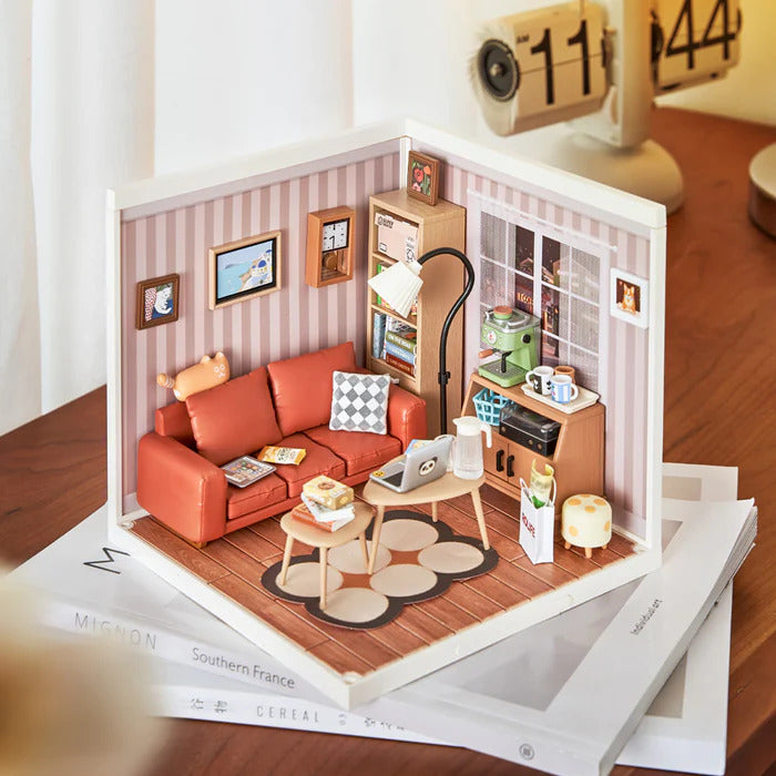 Rolife Super Creator Cozy Living Lounge DIY Miniature House Kit