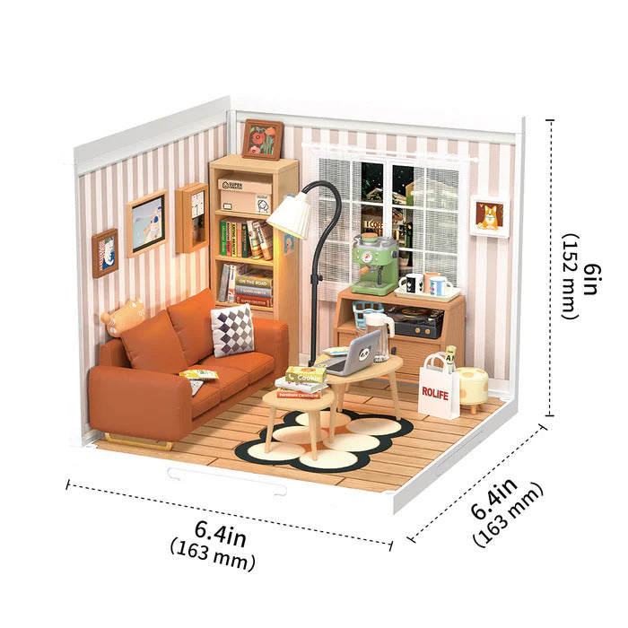 Rolife Super Creator Cozy Living Lounge DIY Miniature House Kit