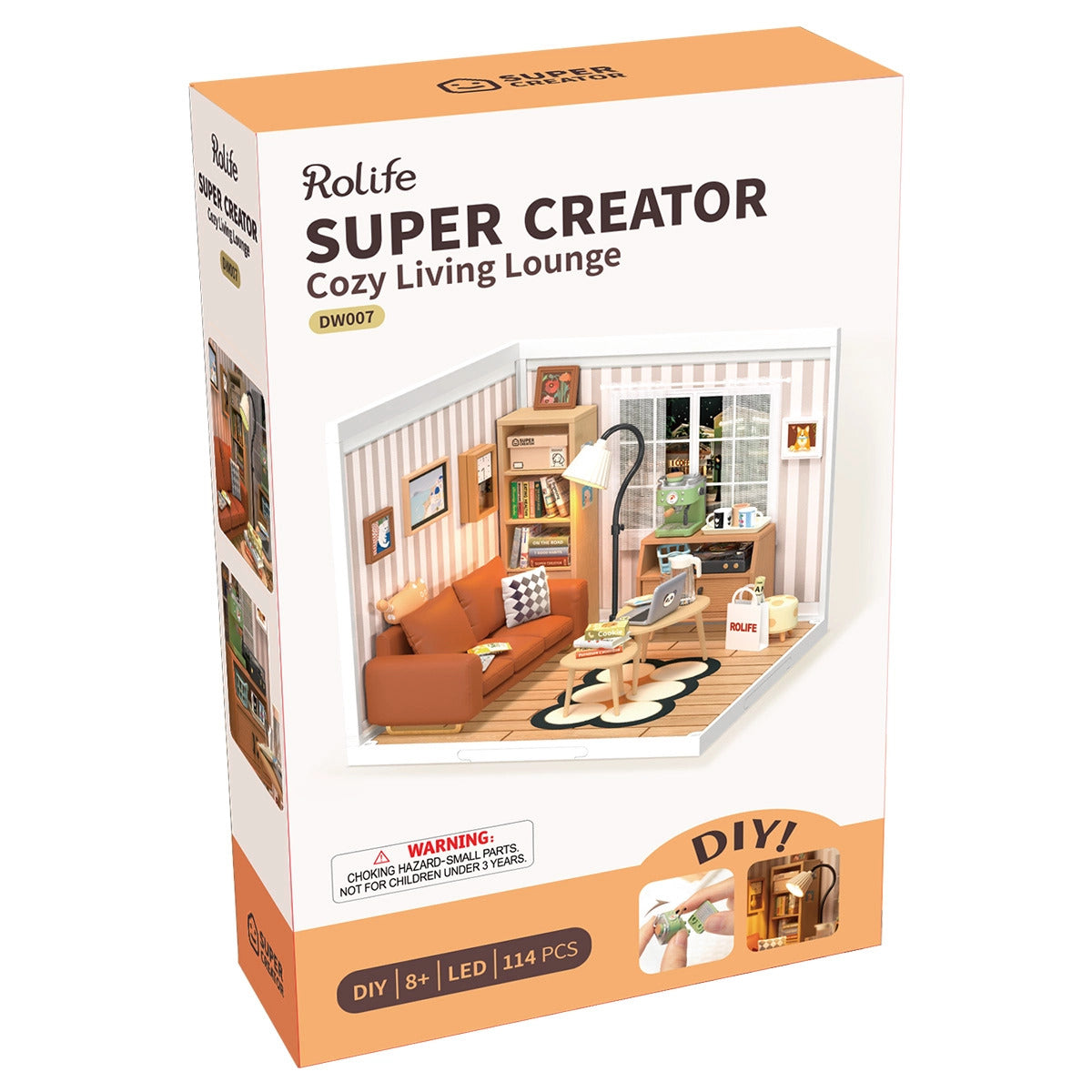 Rolife Super Creator Cozy Living Lounge DIY Miniature House Kit