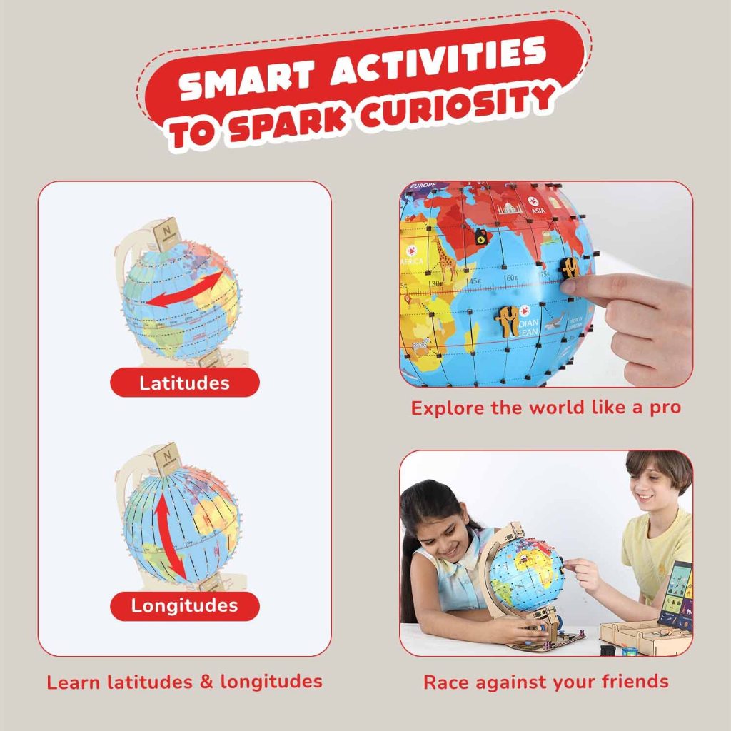 Smartivity Globe Trotters – AR-Enabled DIY Educational Globe Kit | Fun STEM Learning for Kids