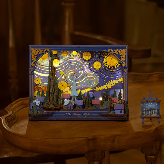 Rowood The Starry Night Wall Art 3D Wooden Puzzle Kit