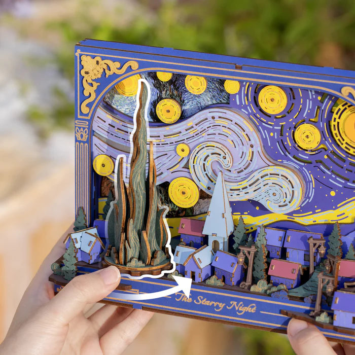 Rowood The Starry Night Wall Art 3D Wooden Puzzle Kit