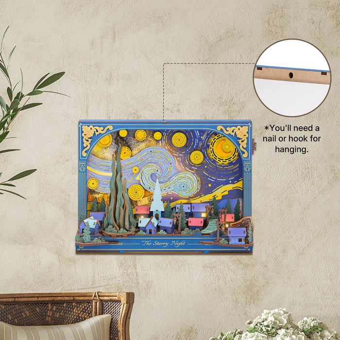 Rowood The Starry Night Wall Art 3D Wooden Puzzle Kit