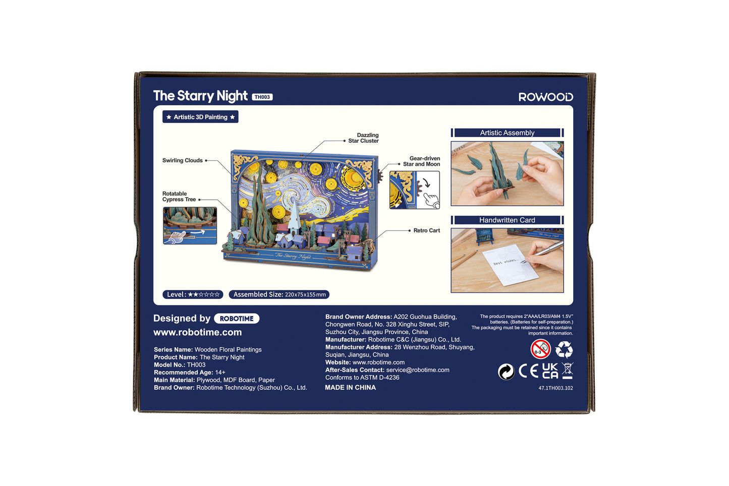 Rowood The Starry Night Wall Art 3D Wooden Puzzle Kit
