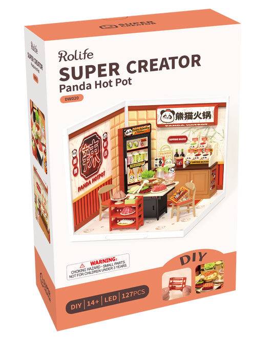 Rolife Super Creator Panda Hot Pot DIY Miniature House Kit
