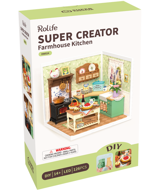 Rolife Super Creator Farmhouse Kitchen DIY Miniature House Kit