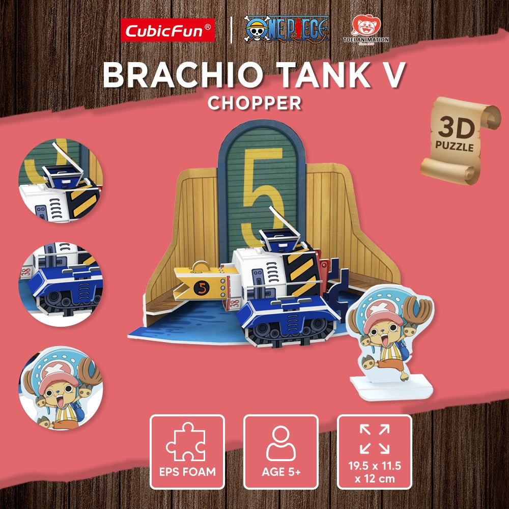 CubicFun x One Piece  Brachio Tank V 3D Puzzle | Foam Board | Ages 8+ | Easy Assembly for Anime Fans