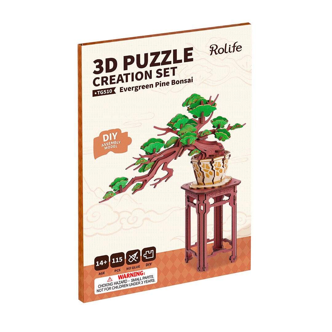 Rolife Evergreen Pine Bonsai DIY 3D Wooden Puzzle